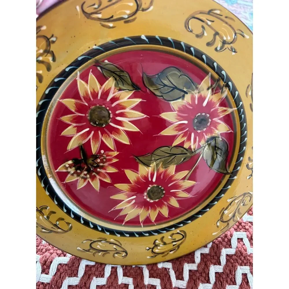 PIER 1 IMPORTS Sunflower Replacement Dinner Plate Hand Painted Terracotta 10.5